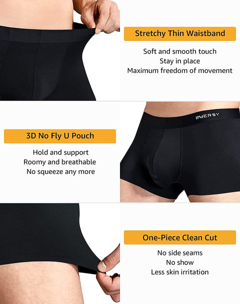 INNERSY Men's Micro Modal Boxer Briefs No Show Short Leg Trunks Underwear 3 Pack