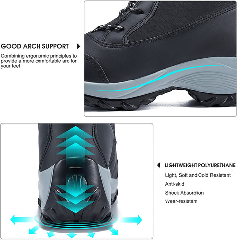 Women's Winter Snow Boots Waterproof Warm Fur Lining Mid-Calf Booties Fashion Comfortable Slip on Outdoor Shoes Lace Up