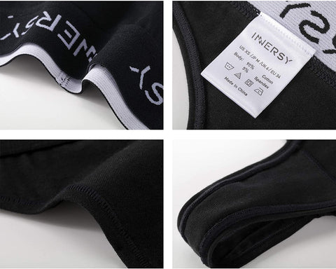 INNERSY Womens Thongs Underwear Cotton Sporty Thong Panties 5-Pack