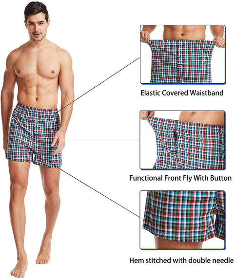 Men's Boxers Shorts 3 Pack 100% Cotton Comfortable Soft Underwear for Men