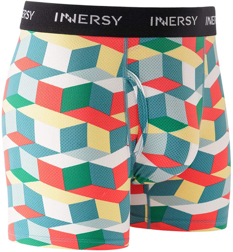 INNERSY Men's Mesh Boxer Briefs Cooling Breathable Sports Underwear W/Fly 4-Pack