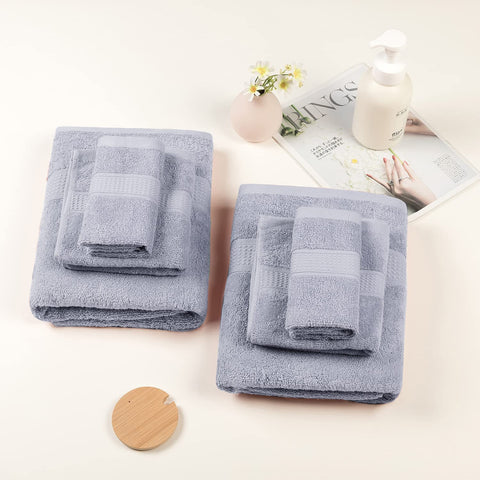 POKARLA Fresh Towel Set, 10 Piece Bathroom Towels Set (2 Bath Towels, 2 Wash Towels, 6 Hand Towels), 100% Cotton, Super Soft, Ultra-Absorbent, Fresh Feel, Easy Care,Shower Towel
