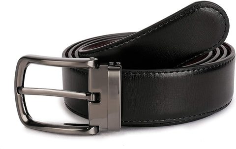 Beltox Fine Men’s Dress Leather Belts 1.25” Wide with Classic Black Alloy Buckle Casual Belt for Jeans (Black/Cognac, 38-40)