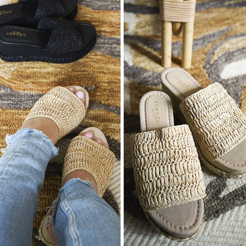 Torgeis Women's Neith Espadrille Slip-On Wedged Platform Heeled Sandal, Round Open Toe, Rubber Outsole