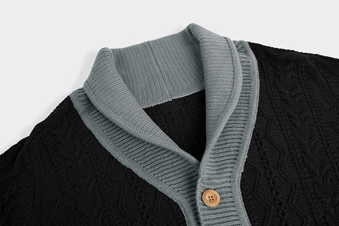Yasiter Mens Shawl Collar Cable Knit Cardigan Sweater Button Loose Fit Long Sleeve Sweaters with Pockets