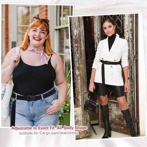 XZQTIVE Canvas Web Belt for Women, Cool Cargo Belt with Plastic Buckle, Hip Hop Streetwear Style Waist Belt for Dress