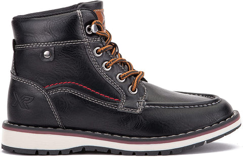 X RAY Footwear Jayden Boy’s Fashion Classic Combat Leather High-Top Moc Boots, Apron toe, Thermoplastic rubber Outsole