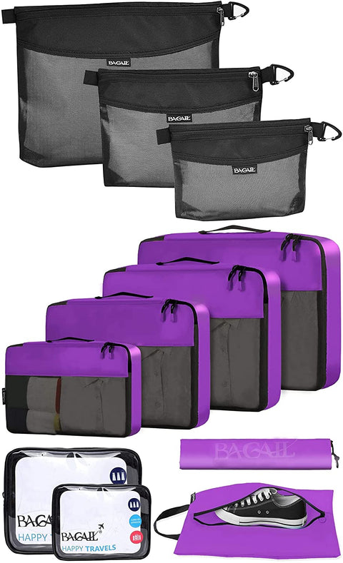 BAGAIL 8 Set Packing Cubes+3 Ultra-light Water-resistant Zipper Pouch
