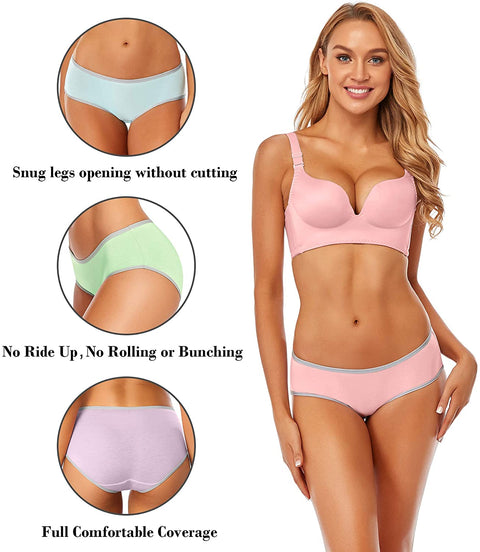 Cotton Full Coverage Underwear Womens Panties No Ride Up Hipster Soft Breathable Stretch Bikini Ladies Briefs 6 Pack