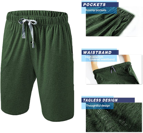 Men’s Pajama Shorts 2 Pack Bamboo Viscose Soft Breathable Pajama Short for Men with Pockets