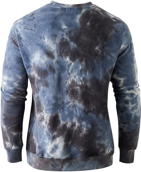 KLIEGOU Men's Fashion Crew Neck Tie Dye Sweatshirt