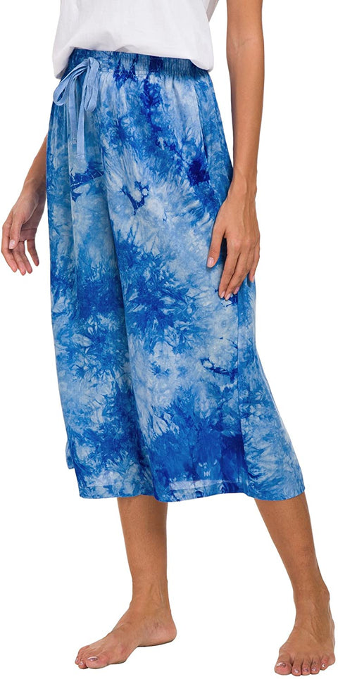 CoCo Womens Comfy Solid Tie-Dye 3/4 Lounge Pants