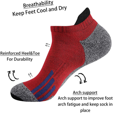 Mens Ankle Athletic Low Cut Socks for Men Sports Running Cushion 6 Pack