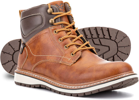 X RAY Footwear Men's Carter Fashion Classic Combat Faux Leather Chukka Boots, Plain toe, Thermoplastic Rubber Outsole