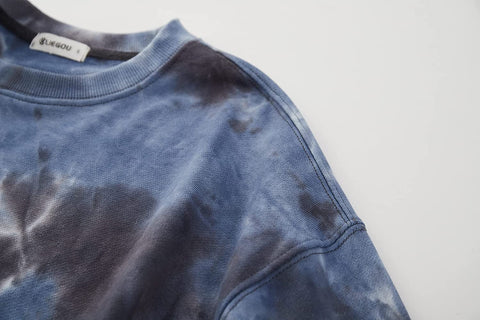 KLIEGOU Men's Fashion Crew Neck Tie Dye Sweatshirt