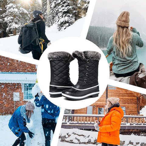 mysoft Women's Waterproof Winter Boots, Warm Insulated Snow Boots for Outdoor