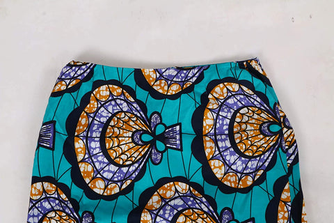 Women's African Dashiki 3 Pieces Wedding Dresses with Headwrap Sets Tops & Skirt Slim Fit