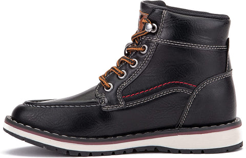 X RAY Footwear Jayden Boy’s Fashion Classic Combat Leather High-Top Moc Boots, Apron toe, Thermoplastic rubber Outsole