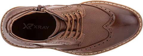 X RAY Footwear Kingston Boy’s Fashion Classic Combat Leather Mid-Top Brogue Boots, Wingtip Toe, Thermoplastic rubber Outsole