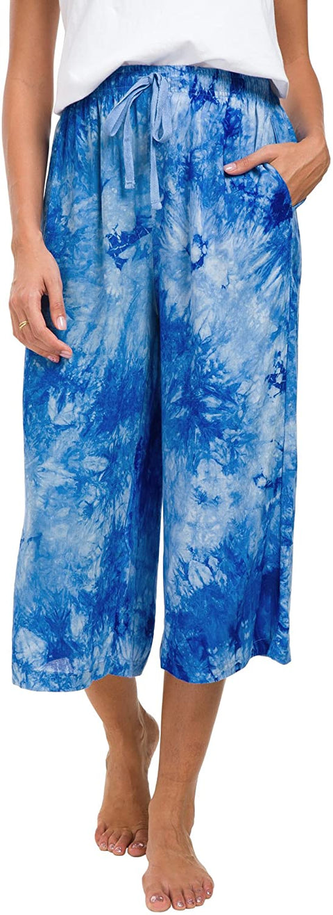 CoCo Womens Comfy Solid Tie-Dye 3/4 Lounge Pants