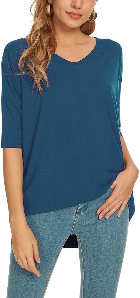 Urban CoCo Women's Casual V Neck T Shirt Short Sleeve Loose Tee Tops