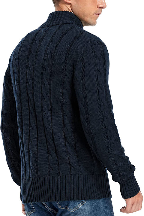 Mensn Knitted Stand Collar Cardigan Sweater