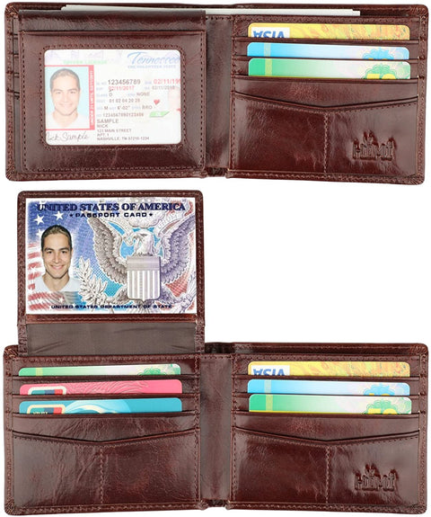 Wallet for Men-Genuine Leather RFID Blocking Bifold Stylish Wallet With 2 ID Window