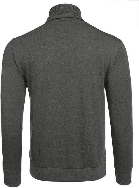 iWoo Mens Thin Undershirts Turtleneck Long Sleeve Shirts High Neck Waffle Ribbed Sweatshirt Athletic Pullover Tops