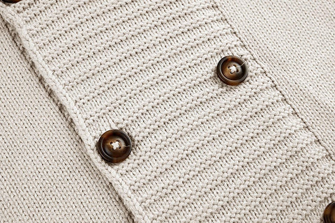Mens Cable Knit Cardigan Sweater Stand Collar Button Down Loose Fit Long Sleeve Warm Casual Cardigans with Pockets