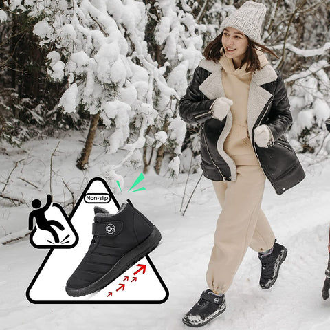 Womens Snow Boots Waterproof Anti Slip Ankle Booties Warm Fur Lined Short Boots Comfortable Outdoor Shoes