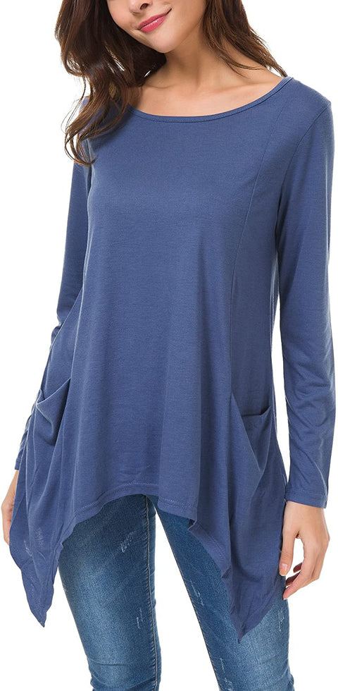 Urban CoCo Women's Plus Size Swing Pocket Tunic Tops Loose Tee Shirts