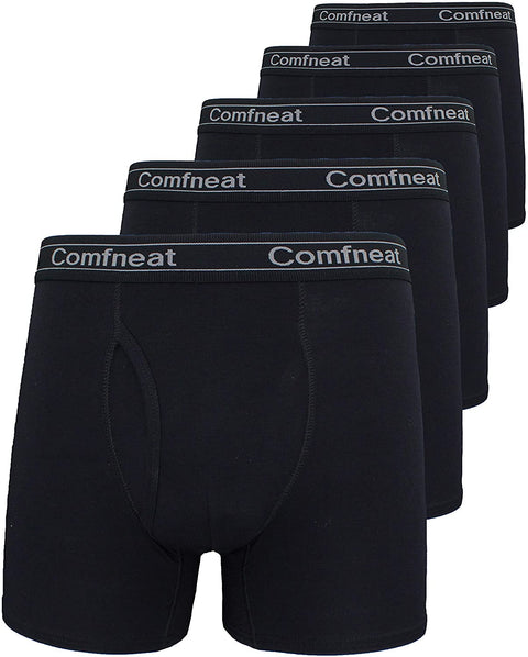 Men's 3 or 5-Pack Boxer Briefs Bamboo Rayon Ultra Soft Comfy Underwear with Fly