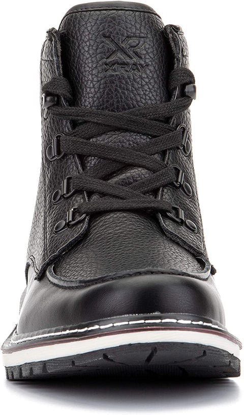 X RAY Footwear Men's Avery Fashion Classic Combat Hiking Faux Leather Moc Boots, Plain toe, Thermoplastic Rubber Outsole