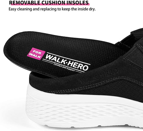 Walking Shoes for Women with Arch Support, Orthopedic Slip On Clog for Ladies, Womens Mule Sneakers, Black,7
