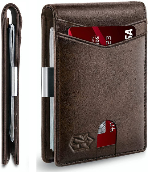 Zitahli Mens Slim Wallet Larger Capacity with 12 Slots RFID Blocking Minimalist Bifold Front Pocket Wallet for Men with ID Window Gift Box