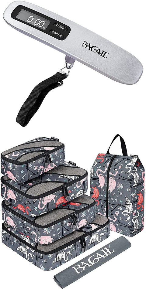 BAGAIL 6 Set Packing Cubes + Digital Luggage Scale