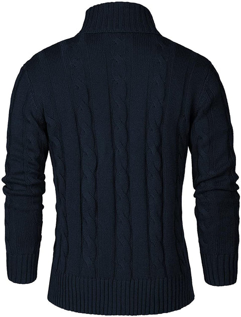 Mensn Knitted Stand Collar Cardigan Sweater
