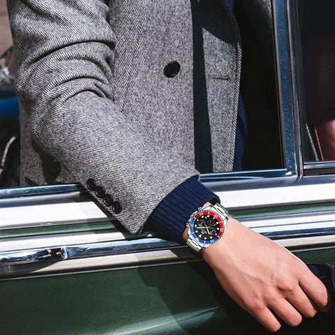 MEGALITH Mens Watches with Stainless Steel Waterproof Analog Quartz Fashion Business Chronograph Watch for Men, Auto Date