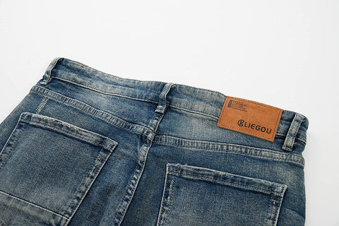 KLIEGOU Men's Ripped Slim Fit Tapered Leg Jeans