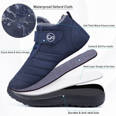 Womens Snow Boots Waterproof Anti Slip Ankle Booties Warm Fur Lined Short Boots Comfortable Outdoor Shoes