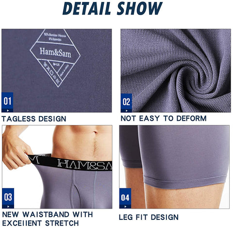Men's Boxer Brief 4 Pack Bamboo Viscose Soft Comfortable Breathable Underwear for Men