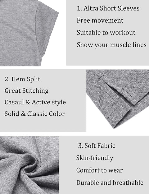 Men's Workout Hooded Tank Top Gym Muscle Cut Off Short Sleeves T-Shirt