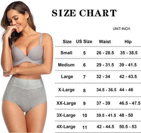 Women's High Waisted Cotton Underwear Soft Breathable Full Coverage Stretch Briefs Ladies Panties 5-Pack