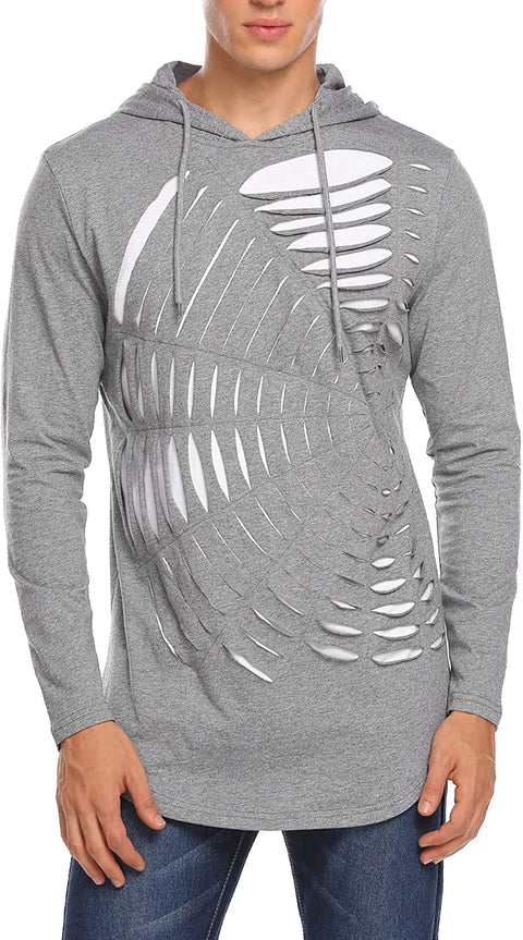 Men's Spider Hooded Web Long Sleeve Casual Lightweight Pullover