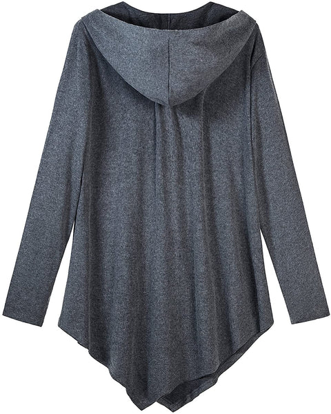 Women's Pluse Size Hooded Sweatshirt Jacket Cape Style