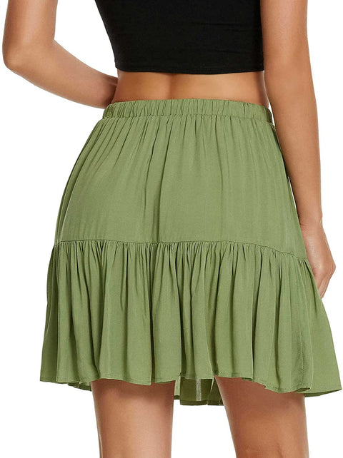 Women's Flared Short Skirt Floral/Solid Ruffle Mini Skater Skirt