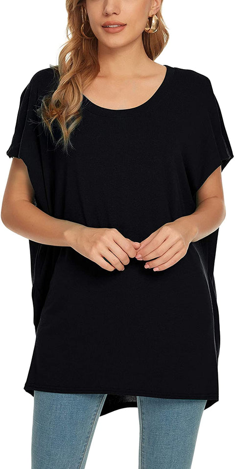 Women's Casual Solid Scoop Neck Summer Tops Sleeveless Loose Oversize Tees