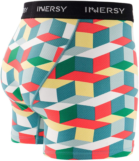 INNERSY Men's Mesh Boxer Briefs Cooling Breathable Sports Underwear W/Fly 4-Pack