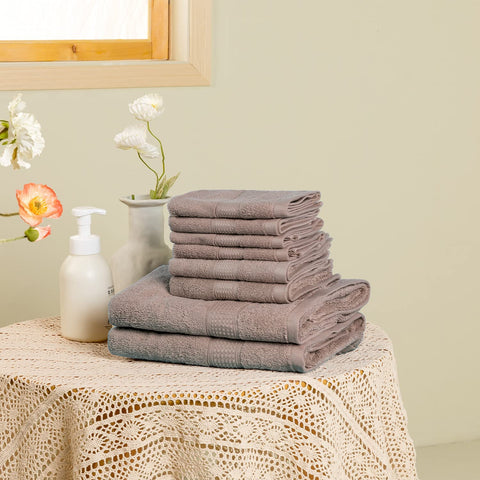 POKARLA Fresh Towel Set, 10 Piece Bathroom Towels Set (2 Bath Towels, 2 Wash Towels, 6 Hand Towels), 100% Cotton, Super Soft, Ultra-Absorbent, Fresh Feel, Easy Care,Shower Towel