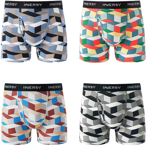 INNERSY Men's Mesh Boxer Briefs Cooling Breathable Sports Underwear W/Fly 4-Pack